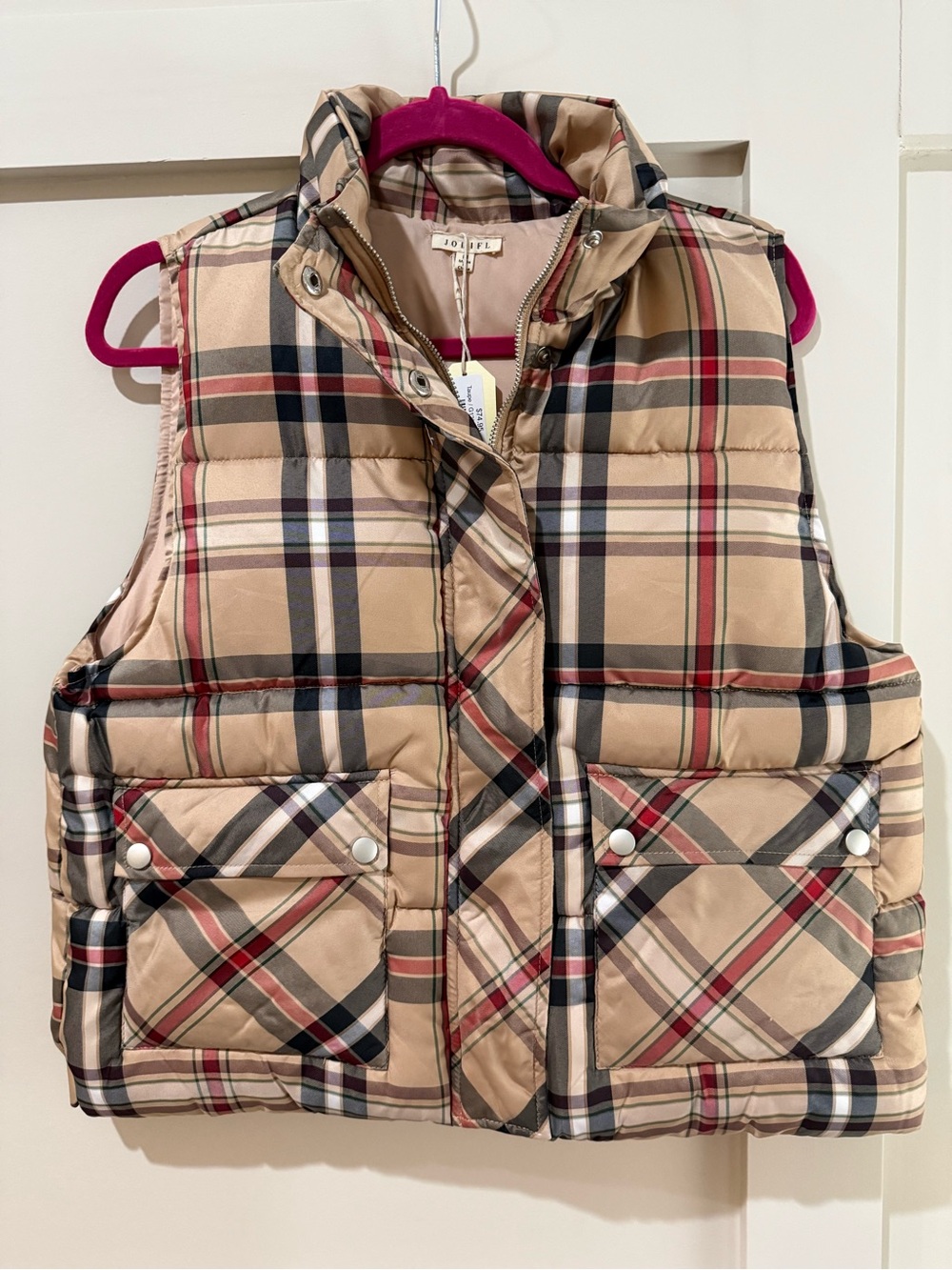 JODIFL Womenβs Plaid Puffer Vest